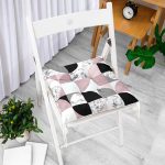 - P5324-Gorsel-1 - Realhomes Geometrik Şekiller İçerisinde Fuşya Mermer Desenli Modern Pofuduk Sandalye Minderi Realhomes