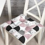 - P5324-Gorsel - Realhomes Geometrik Şekiller İçerisinde Fuşya Mermer Desenli Modern Pofuduk Sandalye Minderi Realhomes