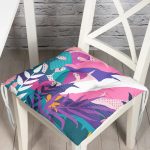 - P5334-Gorsel - Realhomes Rengarenk Yaprak Çizimli Modern Özel Tasarım Pofuduk Sandalye Minderi Realhomes