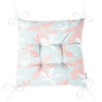 Renkli Zeminde Pembe Ve Beyaz Yaprak Motifli Dekoratif Pofuduk Sandalye Minderi Realhomes