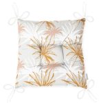 Beyaz Ve Gold Yaprak Desenli Özel Tasarım Modern Pofuduk Sandalye Minderi Realhomes