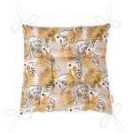 - P5347-Gorsel-2 - Realhomes  Tropik Gold Yapraklar Üzerinde Antik Yunan Tanrısı Desenli Pofuduk Sandalye Minderi Realhomes