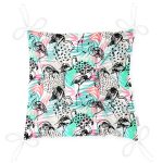 - P5348-Gorsel-2 - Realhomes  Renkli Yapraklar Üzerinde Flamingo Motifli Dekoratif Pofuduk Sandalye Minderi Realhomes