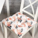 - P5350-Gorsel - Realhomes  Turuncu Siyah Renkli Yaprak Dijital Baskılı Özel Tasarım Pofuduk Sandalye Minderi Realhomes