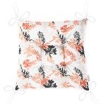 - P5350-Gorsel-2 - Realhomes  Turuncu Siyah Renkli Yaprak Dijital Baskılı Özel Tasarım Pofuduk Sandalye Minderi Realhomes