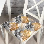 - P5351-Gorsel - Realhomes Renkli Yapraklar Üzerinde Nokta Tasarımlı Pofuduk Sandalye Minderi Realhomes