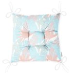 - P5354-Gorsel-2 - Realhomes Mavi Ve Pembe Tropikal Yapraklı Pofuduk Sandalye Minderi Realhomes