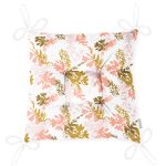 Pembe Ve Gold İnce Yaprak Tasarımlı Dijital Baskılı Pofuduk Sandalye Minderi Realhomes