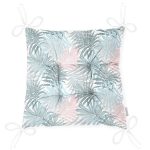 Mavi Yapraklar Üzerinde Nokta Tasarımlı Pofuduk Sandalye Minderi Realhomes