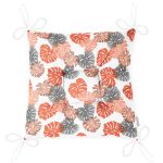 - P5359-Gorsel-2 - Realhomes  Beyaz Zemin Üzerinde Pembe Noktalı Tropik Yaprak Desenli Pofuduk Sandalye Minderi Realhomes