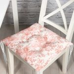 - P5368-Gorsel - Realhomes  Toz Pembe Çiçek ve Yaprak Tasarım Dijital Baskılı Pofuduk Sandalye Minderi Realhomes