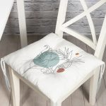 Portre Çizim Üzerinde Yaprak Desenli Dekoratif Pofuduk Sandalye Minderi Realhomes