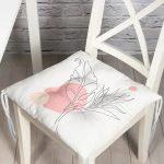 - P5374seti-Gorsel - Realhomes Gri Zemin Üzerinde Karakalem Yaprak Çizimli Modern Pofuduk Sandalye Minderi Realhomes