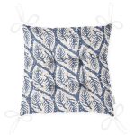 Lavivet Zeminde Beyaz Yapraklı Dekoratif Pofuduk Sandalye Minderi Realhomes