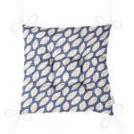 - P5392-Gorsel-2 - Realhomes Lacivert Kot Zemin Üzerinde Gri Su Damlacıklı Dekoratif Pofuduk Sandalye Minderi Realhomes