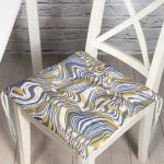 Kahverengi Ve Lacivert Renkte Dalgalı Desen Baskılı Özel Tasarım Pofuduk Sandalye Minderi Realhomes