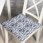 - P5399-Gorsel - Realhomes RealHomes Lacivert Kot Zeminde Soyut Çizimler Baskılı Pofuduk Sandalye Minderi Realhomes