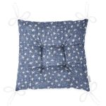 Lacivert Kot Zemin Üzerinde Yıldız Motifli Pofuduk Sandalye Minderi Realhomes