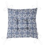 - P5411-Gorsel-2 - Realhomes RealHomes Lacivert Kot Zemin Üzerinde Yön Baskılı Pofuduk Sandalye Minderi Realhomes