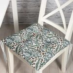 - P5414-Gorsel - Realhomes Leopar Zemin Üzeinde Gümüş Tropik Yapraklar Baskılı Pofuduk Sandalye Minderi Realhomes