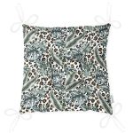 - P5414-Gorsel-2 - Realhomes Leopar Zemin Üzeinde Gümüş Tropik Yapraklar Baskılı Pofuduk Sandalye Minderi Realhomes