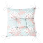 - P5415-Gorsel-2 - Realhomes Gökyüzü Zemin Üzerinde Beyaz Ve Pembe Yaprak Tasarımlı Pofuduk Sandalye Minderi Realhomes