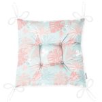 Gökyüzü Temalı Gümüş Ve Pembe Yapraklı Dijital Baskılı Pofuduk Sandalye Minderi Realhomes