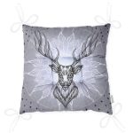 - P5426-Gorsel-2 - Realhomes Gri Zeminde Yıldız Motifli Geometrik Geyik Baskılı Pofuduk Sandalye Minderi Realhomes