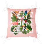 Pembe Summer Filamingo Özel Tasarım Pofuduk Sandalye Minderi Realhomes