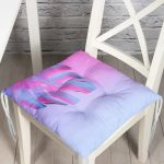 - P5518sag-Gorsel - Realhomes Toz Mavisi Zeminli Tropik Yapraklı Özel Tasarım Dekoratif Pofuduk Sandalye Minderi Realhomes