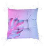 - P5518sag-Gorsel-2 - Realhomes Toz Mavisi Zeminli Tropik Yapraklı Özel Tasarım Dekoratif Pofuduk Sandalye Minderi Realhomes