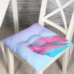 - P5518sol-Gorsel - Realhomes Toz Mavisi Zeminli Tropik Yapraklı Özel Tasarım Moderen Pofuduk Sandalye Minderi Realhomes