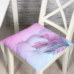 - P5520-Gorsel - Realhomes  Toz Mavisi Zeminli Tropik Yapraklı Özel Tasarım Moderen Pofuduk Sandalye Minderi Realhomes