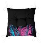 - P5521-Gorsel-2 - Realhomes  Siyah Zeminli Tropik Yapraklı Özel Tasarım Dekoratif Pofuduk Sandalye Minderi Realhomes