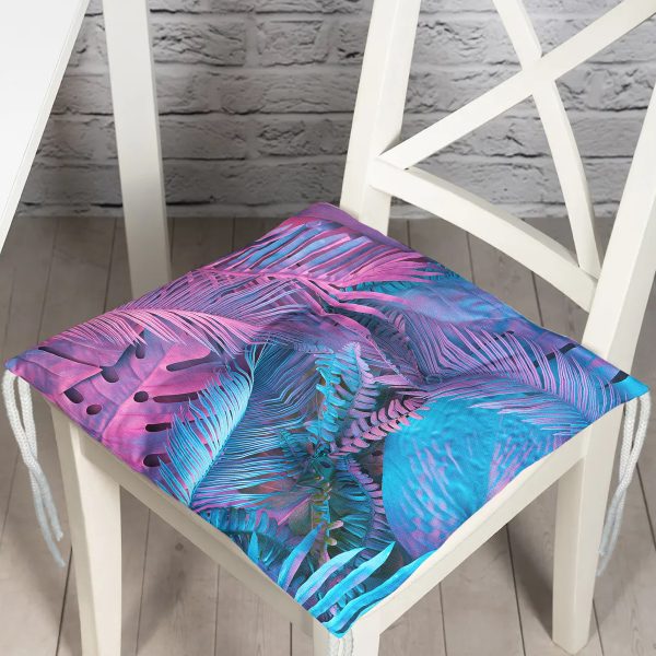 - P5523-Gorsel - Realhomes  Siyah Zemin Üzerinde Neon Zigzag Desenli Dekoratif Pofuduk Sandalye Minderi Realhomes