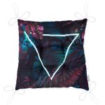 - P5528-Gorsel-2 - Realhomes  Tropik Yapraklar Üzerinde Neon Üçgen Motifli Pofuduk Sandalye Minderi Realhomes