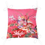 Pembe Zeminde Bahar Çiçekleri Desenli Modern Pofuduk Sandalye Minderi Realhomes