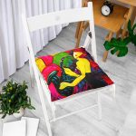 Soyut Çizim Saksafon Temalı Dijital Baskılı Pofuduk Sandalye Minderi Realhomes