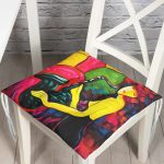 Soyut Çizim Saksafon Temalı Dijital Baskılı Pofuduk Sandalye Minderi Realhomes