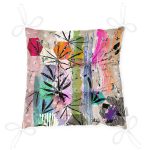 Renkli Zeminde Geometrik Yaprak Desenli Pofuduk Sandalye Minderi Realhomes