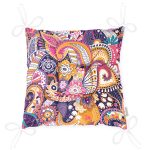 Dalgalı Geometrik Çiçek Motifli Pofuduk Sandalye Minderi Realhomes