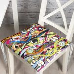 Rengarenk Ogea Motifli Özel Tasarımlı Pofuduk Sandalye Minderi Realhomes