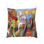 - P5590-Gorsel-2 - Realhomes  Renkli Sulu Boya Çizimli Gece Kondu Evleri Motifli Dekoratif Pofuduk Sandalye Minderi Realhomes