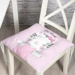 - P5693-Gorsel - Realhomes  Açık Mine Renkli My Love Yazılı Sevimli Kedicik Motifli Modern Pofuduk Sandalye Minderi Realhomes