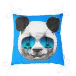 - P5737-Gorsel-2 - Realhomes  Mavi Zeminde Gözlüklü Cool Panda Motifli Dekoratif Pofuduk Sandalye Minderi Realhomes