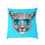 - P5738-Gorsel-2 - Realhomes Mavi Zeminli Gözlüklü Cool Leopar Desenli Modern Pofuduk Sandalye Minderi Realhomes