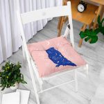 - P5749-Gorsel-1 - Realhomes Bej Pembe Zeminde Mavi Baykuş Motifli Dekoratif Pofuduk Sandalye Minderi Realhomes