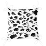 Beyaz Zeminde Anlamsız Çizgiler Motifli Pofuduk Sandalye Minderi Realhomes