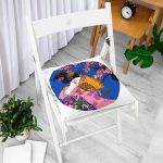 Çiçek Desenli Yelpazeli Japon Kız Motifli Modern Pofuduk Sandalye Minderi Realhomes