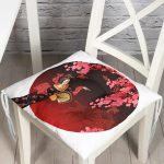 Çiçek Desenli Yelpazeli Japon Kız Motifli Modern Pofuduk Sandalye Minderi Realhomes